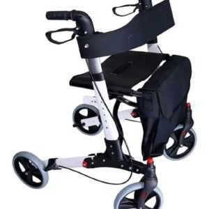Andador luxo 4 rodas Dilepé para idosos e adultos, com assento acolchoado, bolsa frontal, freios manuais e estrutura resistente, suportando até 130 kg para mobilidade segura e confortável.