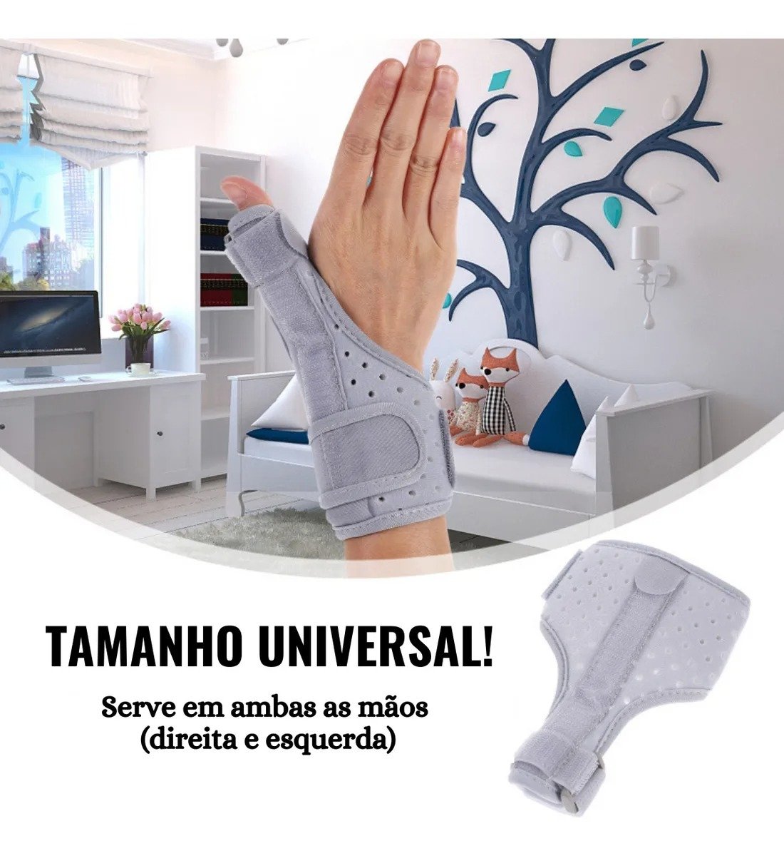 Imobilizador De Polegar Ajustável Mão Direita Esquerda Tala - Imagem 3